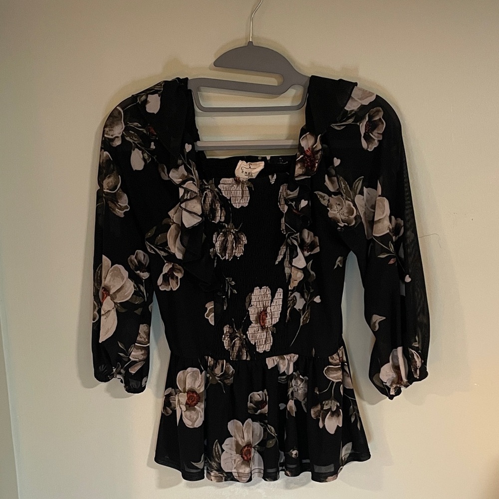 Floral Black Women's Top